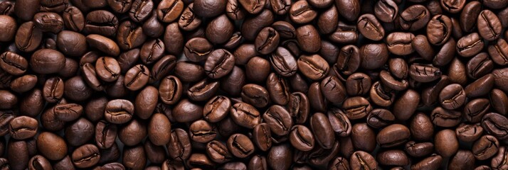 Fototapeta premium Overhead view of backdrop representing halves of dark brown coffee beans with pleasant scent