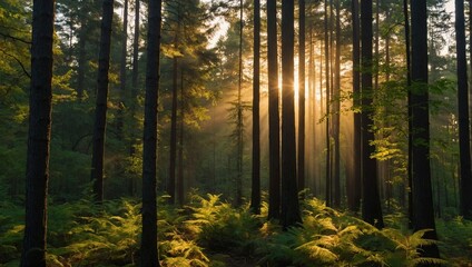 sun rays in the forest