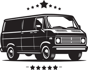 Vintage Cargo Van silhouette flat vector illustration isolated on a white background