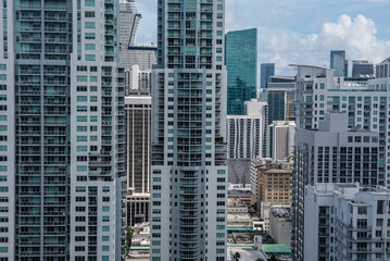 Walking in a hot summer day through Brickell in Miami, Florida