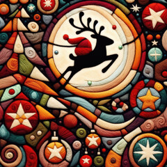 Obraz premium Felt art patchwork, christmas concept, colorful holiday