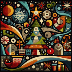 Fototapeta premium Felt art patchwork, christmas concept, colorful holiday