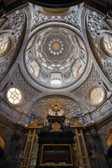 Torino, Italy - July 26, 2024: looking up at the architecture of Holy Shroud Chapel, Cappella della Sindone in Turin.