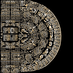 Symbols and images of the ancient Mayan and Aztec civilizations.