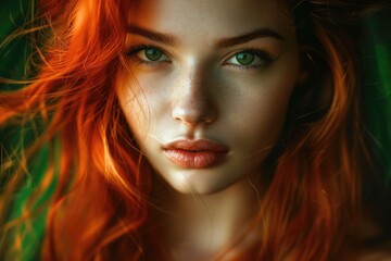 Fototapeta premium Portrait of a woman with bright red hair