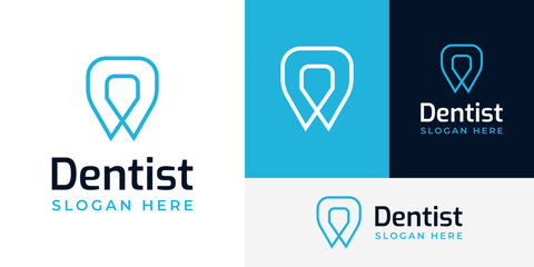 Simple Geometry Dental Dent Dentist Tooth Care Logo Design Branding Template