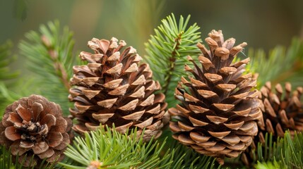 Fototapeta premium Cedar (Cedrus): Evergreen trees with needle-like leaves and barrel-shaped cones, cedars are sought after for their aromatic wood, frequently used in high-quality furniture and structures. 