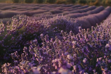Fototapeta premium Lavender Field in the Sunset Light.