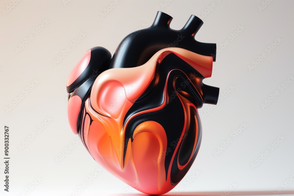 Aufkleber 3d icon of a heart represents emotion on blank background with glowing 3d heart shape