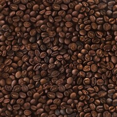 Naklejka premium Brown roasted coffee beans close up full frame as a background texture
