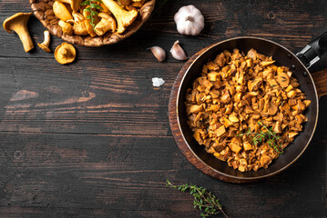 Fried chanterelle forest mushrooms