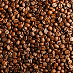 Obraz premium Brown roasted coffee beans close up full frame as a background texture