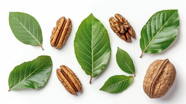 Pecan (Carya illinoinensis): With their compound leaves and tasty, edible nuts, pecan trees are valued for their rich flavor and nutritional benefits, enhancing many dishes.
