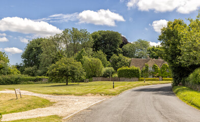 Sapperton village green in the Cotswold District of Gloucestershire, England, United Kingdom