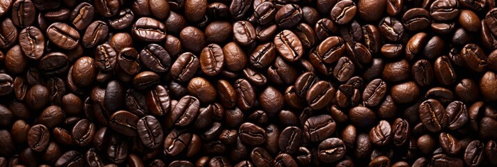 Obraz premium Brown roasted coffee beans close up full frame as a background texture