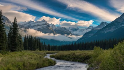 Fototapeta premium Warm Sunset Hues in Cool Mountain Air