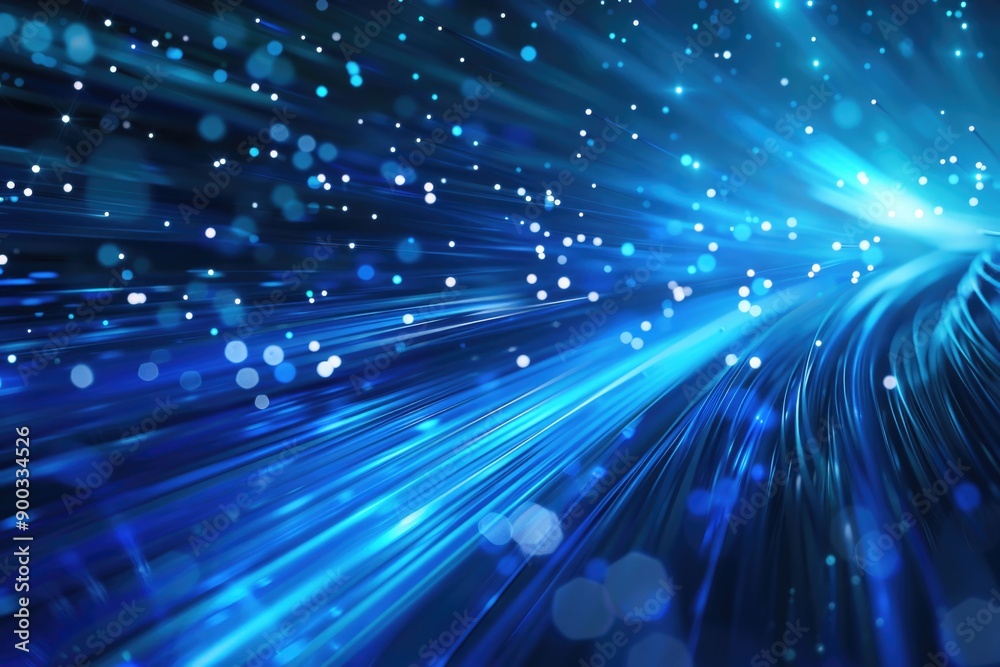 Poster A blurry image of a blue light, ideal for use in abstract or futuristic compositions