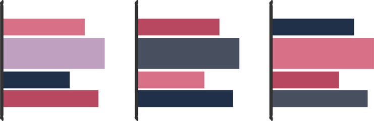 Horizontal colored bars, minimalist design, transparent background, PNG file for infographic