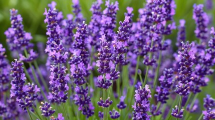 Naklejka premium Lavender: With its soothing aroma, lavender symbolizes serenity, grace, and calmness, frequently used in aromatherapy to promote relaxation and a sense of peace. 