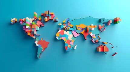 Obraz premium Global Trade Routes: Vibrant Shipping Paths in Watercolor Complementary Colors Flat Design