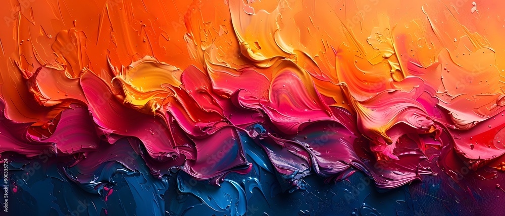 Wall mural abstract oil painting with vibrant colors.