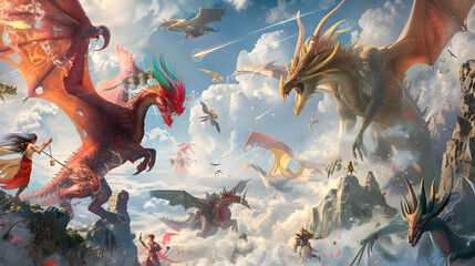 An army of fantastical creatures fiercely guarding their magical realm against unseen threats and intruders.