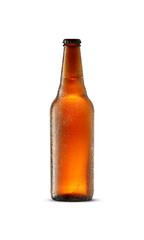 glass brown bottle with beer