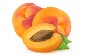 Apricots on isolated white background