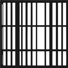 Clean black and white vector silhouette of a Prison Bars on white background