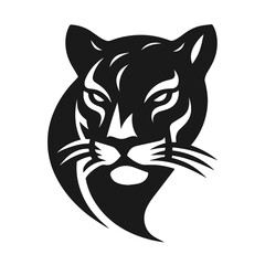 Clean black and white vector silhouette of a Jaguar on white background