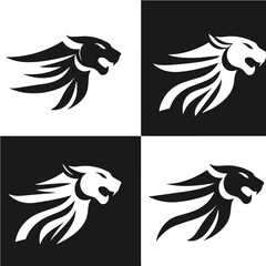 Clean black and white vector silhouette of a Jaguar on white background