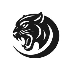 Clean black and white vector silhouette of a Jaguar on white background