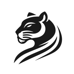 Clean black and white vector silhouette of a Jaguar on white background