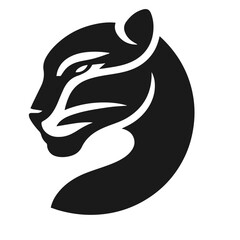 Clean black and white vector silhouette of a Jaguar on white background