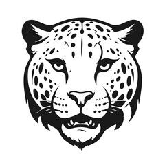 Clean black and white vector silhouette of a Jaguar on white background