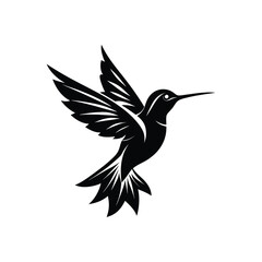 humming bird vector art silhouette logo design black and white 