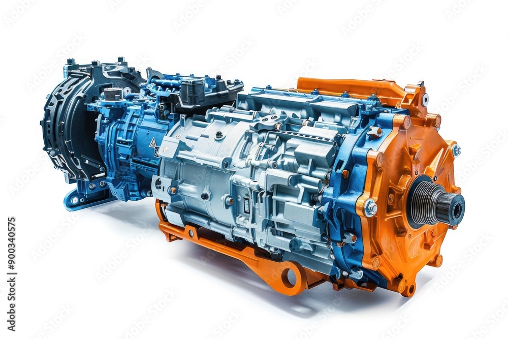 Aufkleber Close-up shot of an engine on a white background, ideal for mechanical or technology-related concepts