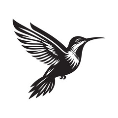 humming bird vector art silhouette logo design black and white 