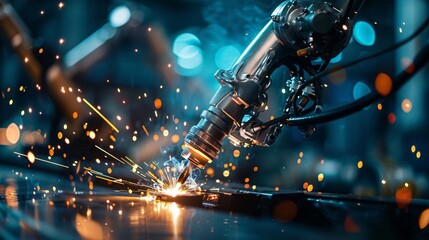 Fototapeta premium Precision Robotic Arm for Modern Welding in Factories