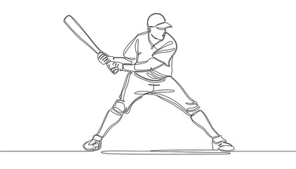 Obraz premium One line drawing and continue for the sport, Baseball on digital art concept, Generative AI.