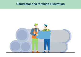 Contractor and foreman Vector Illustration