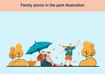 Family picnic in the park illustration