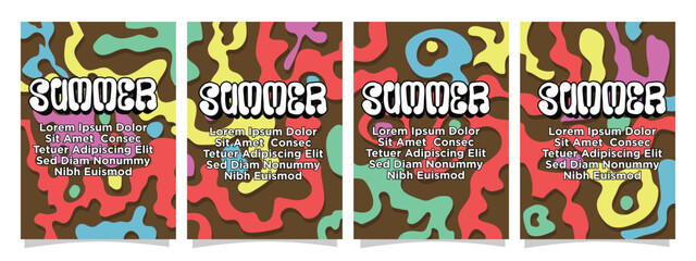 colorful mixed pastel color water wave. wavy summer concept for print, greeting card or book templates. summer abstract background set vector illustration.