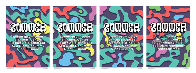 colorful mixed pastel color water wave. wavy summer concept for print, greeting card or book templates. summer abstract background set vector illustration.