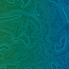 Stylized topographic map outline height in lines and contours. The concept of a conditional geographical scheme and the trajectory of the terrain. Ultra wide size. Vector illustration.