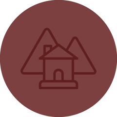 Mountain House Vector Line Maroon Circle Maroon