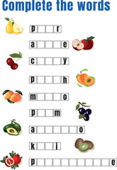 Crossword. English learning task for children.