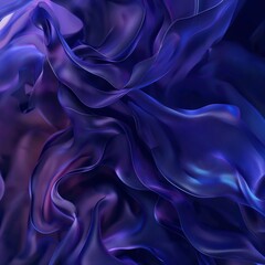 Obraz premium 3D render of abstract purple and blue background with fluid, ethereal flowing fabric shapes and designs.