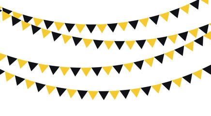 Carnival garland with flags for festive decoration black and gold flat style © Anminsi
