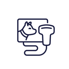 ultrasound for dogs line icon on white
